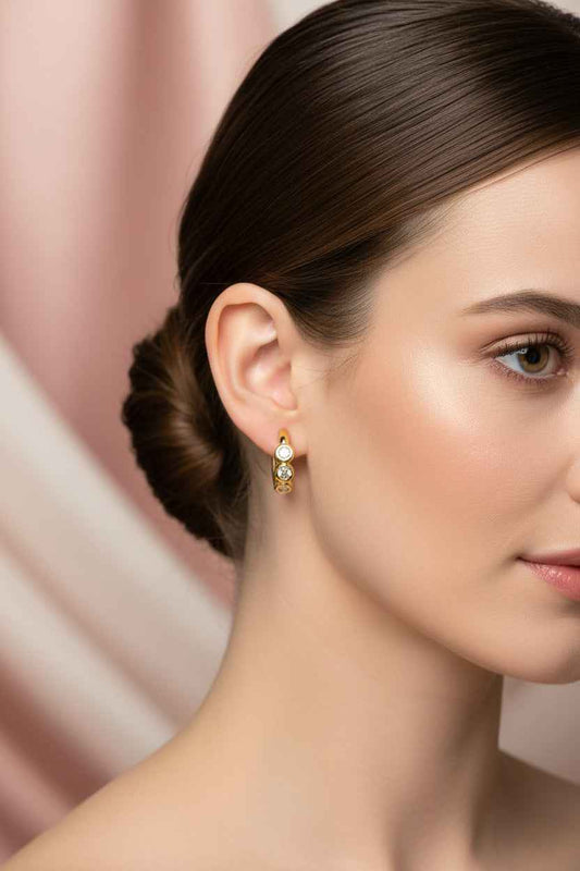 Zirconia Poligon Hoop Earrings for Elegant Style and Shine