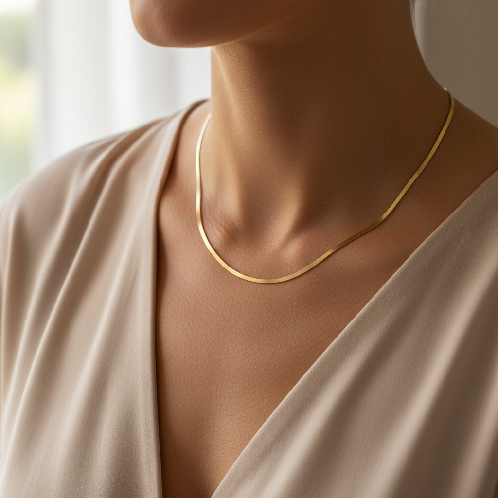 Stainless Steel Snake Chain Necklace with Gold Finish - 2mm Thickness