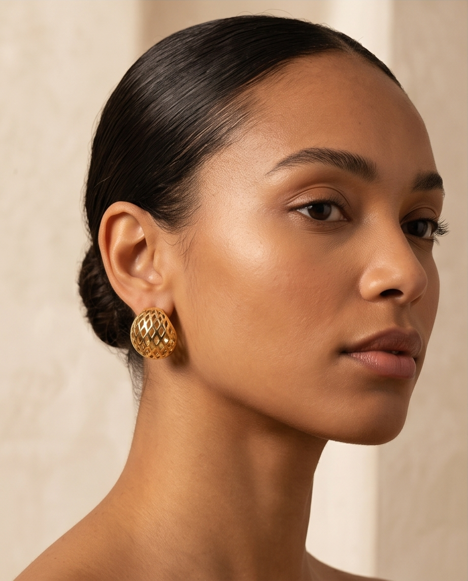 Semi Circle Grid Earrings for Stylish Elegance and Modern Design