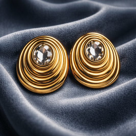Multi-Layer Round Stone Earrings for Elegant Style