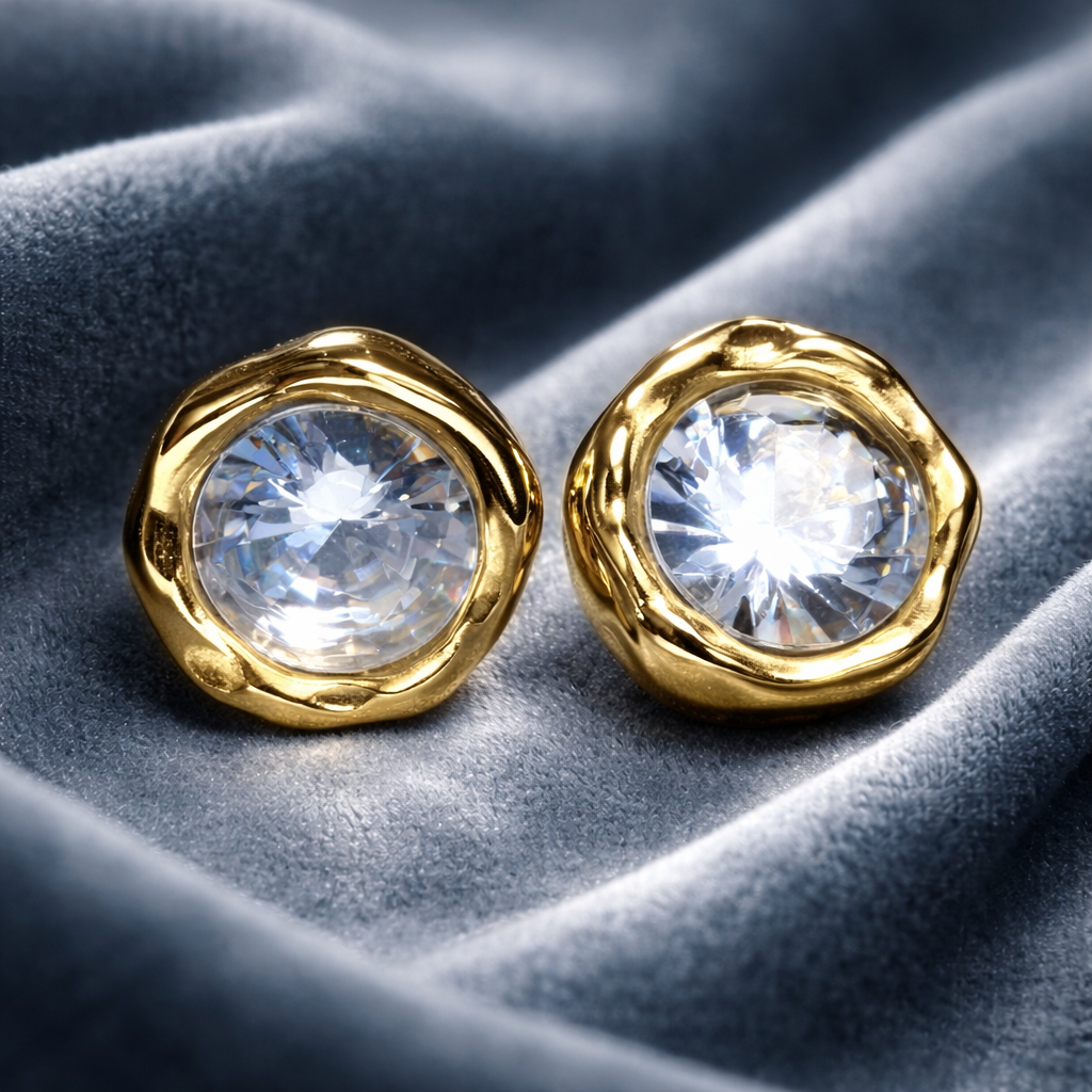Round White Zirconia Earrings