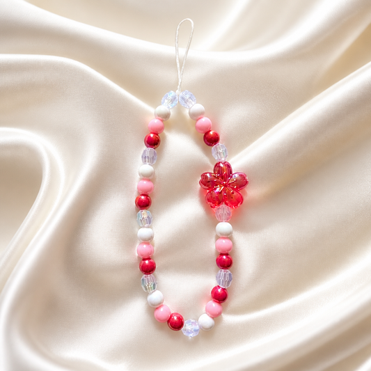 Handmade Red Flower Mobile Phone Strap
