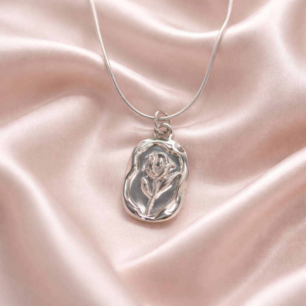 Stainless Steel Tulip Necklace with 18K Gold Finish