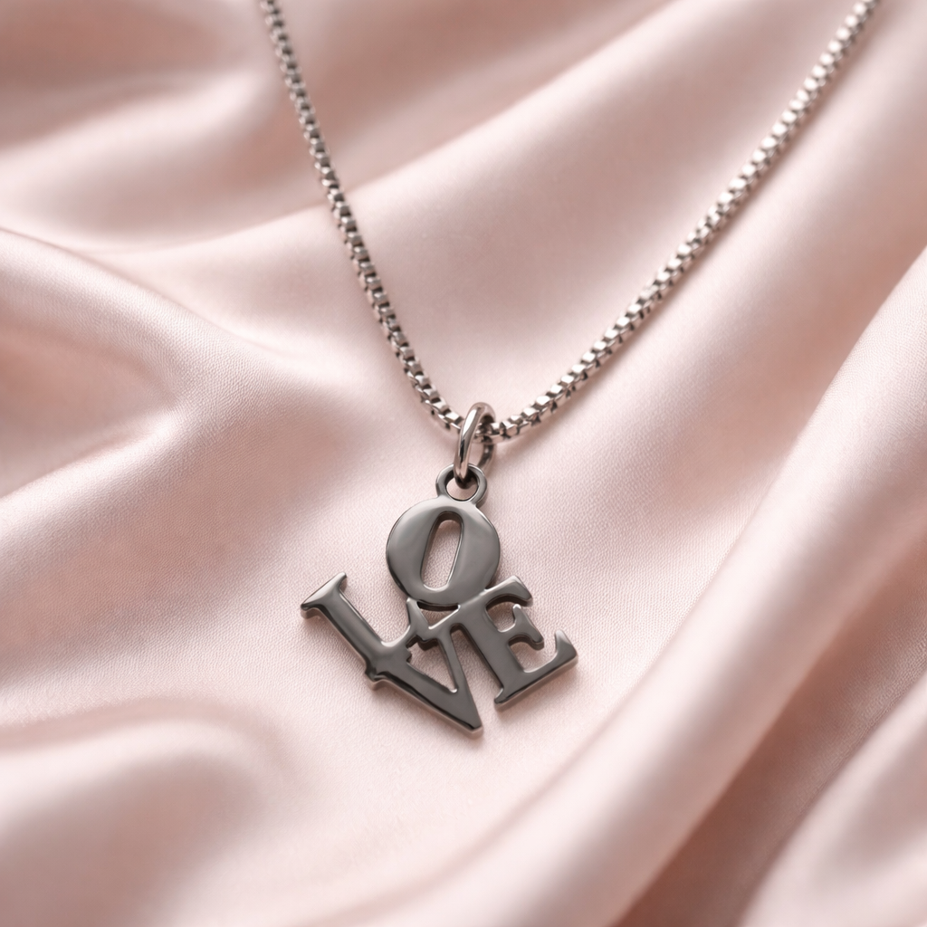 Stainless Steel Love Necklace with Gold Finish