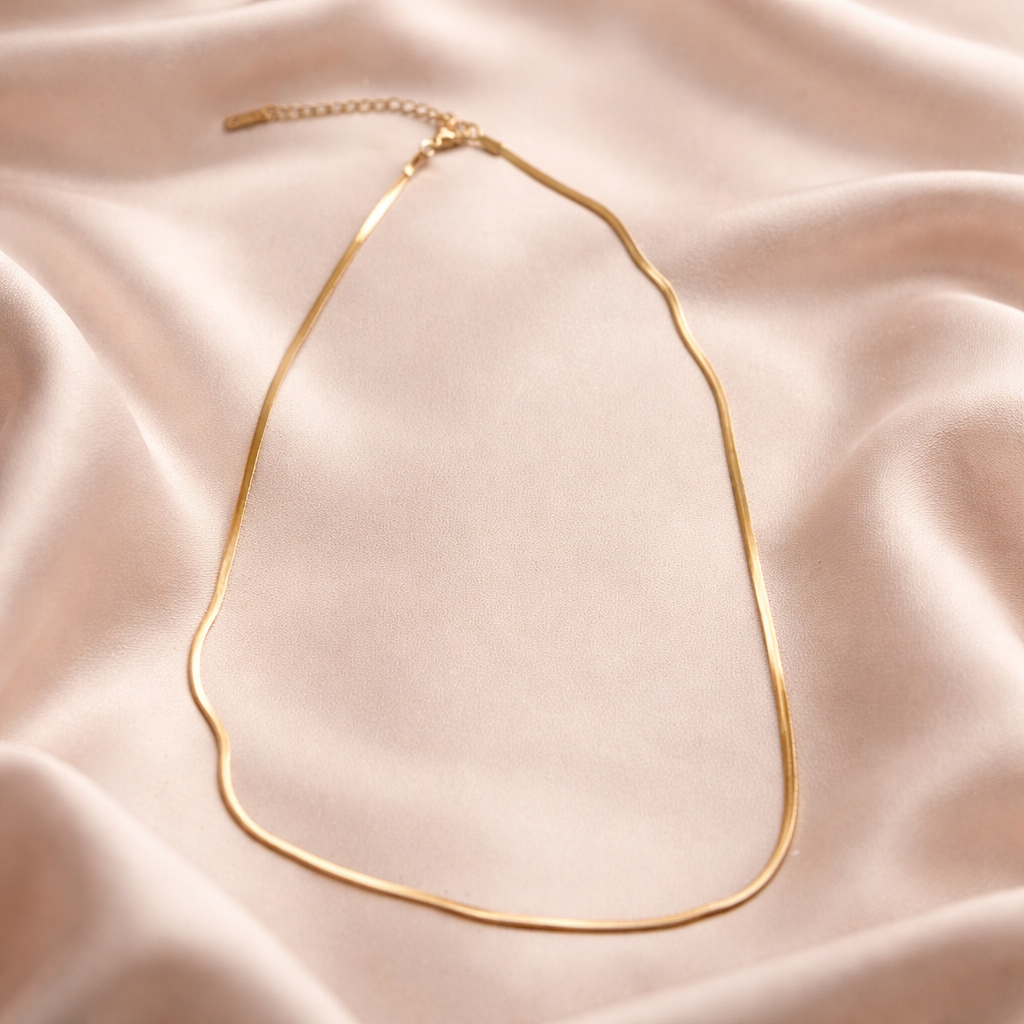 Stainless Steel Snake Chain Necklace with Gold Finish - 2mm Thickness