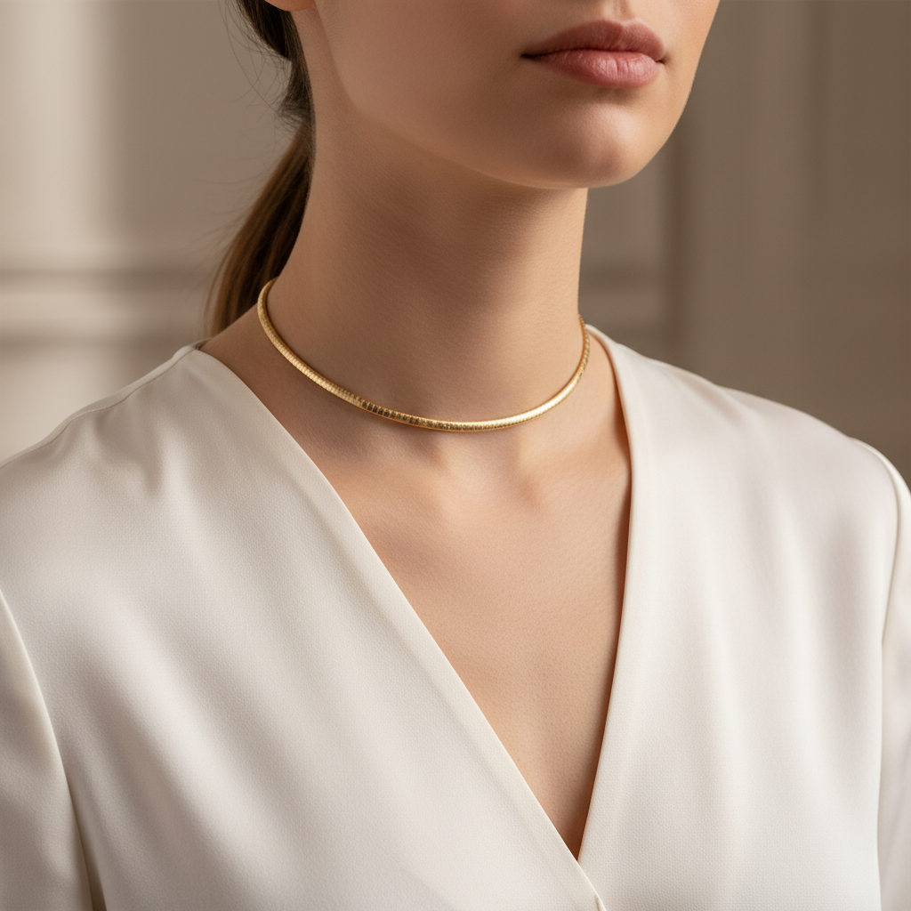 Stainless Steel Gold Plated Choker - 18k Chain Design